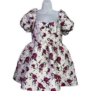 For Love And Lemons Rose Print Mini Dress - White and Red